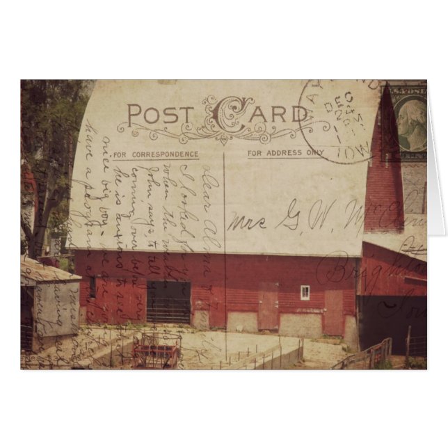 Cartão postal vermelho Barn (Frente Horizontal)