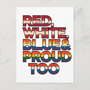 Cartão Postal Vermelho Branco Azul E Orgulhoso Também LGBTQ Patr