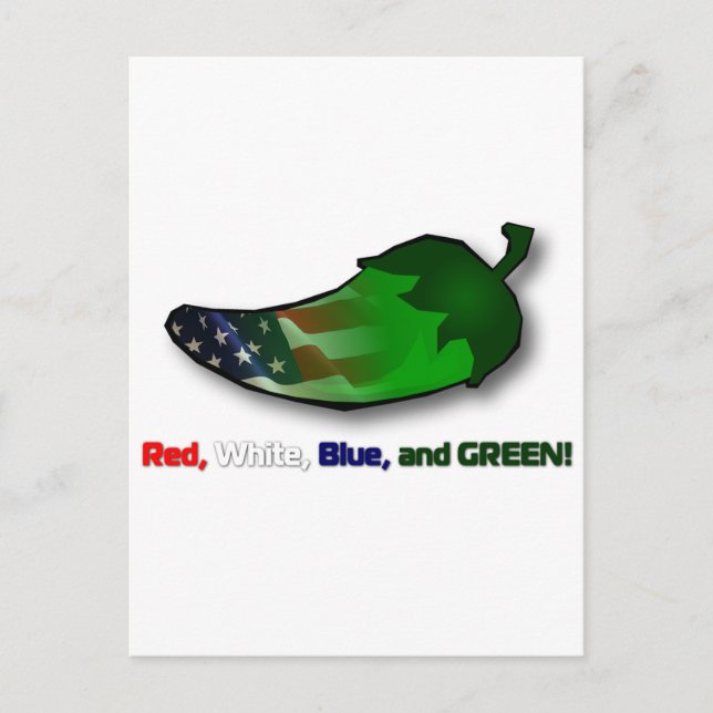 Cartão Postal Vermelho, Branco, Azul e Verde (Frente)