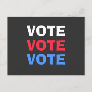 Cartão Postal Vermelho Branco Azul Voto Político Campanha Eleito