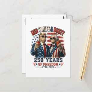 Cartão Postal Vermelho Branco Embriagado Trump George Washington