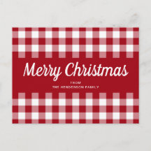 Vermelho Clássico Gingham Feliz Natal