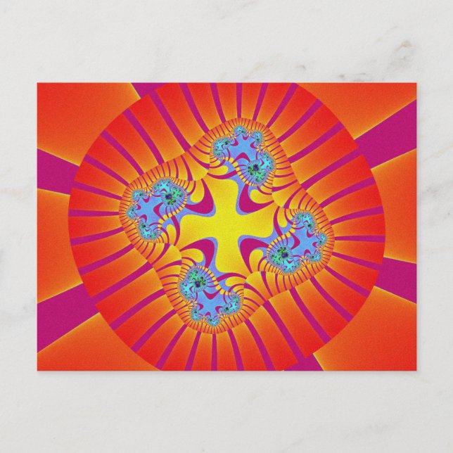 Cartão Postal Vermelho colorido, laranja e roxo (Frente)