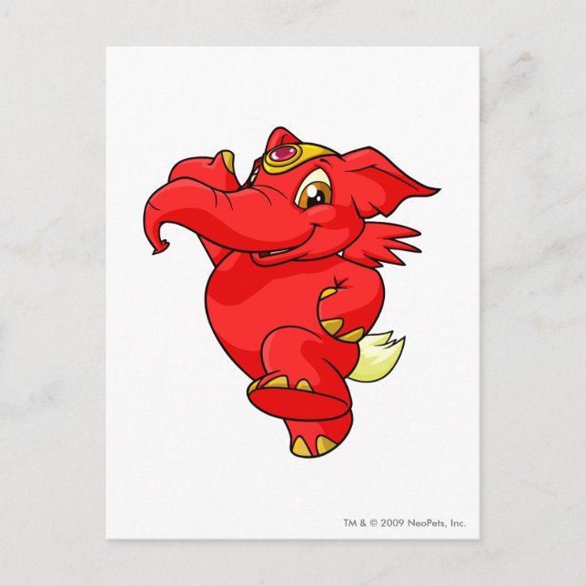Cartão Postal Vermelho de Elephante (Frente)