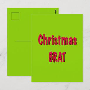 Cartão Postal Vermelho de Natal e Verde Salsicha