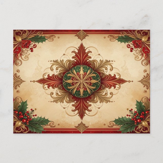Cartão Postal Vermelho Decorativo de Férias (Frente)