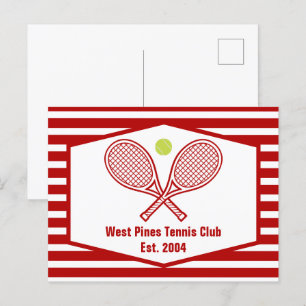 Cartão Postal Vermelho do Clube de Tênis Personalizado