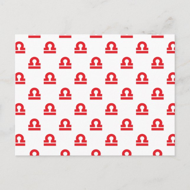 Cartão Postal Vermelho do teste padrão do Libra (Frente)