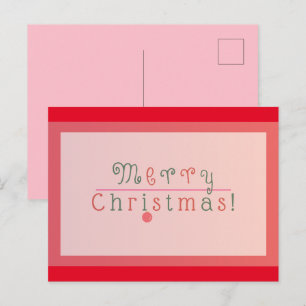 Cartão Postal Vermelho e Rosa Jolly Feliz Natal & Enfeite