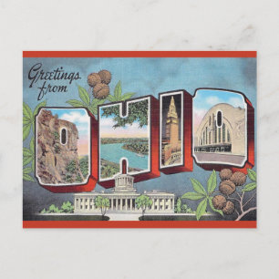 Cartão postal vermelho vintage de Ohio