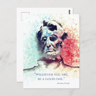 Cartão Postal Vermelhos Azul Abraham Lincoln Watercolor Retrato