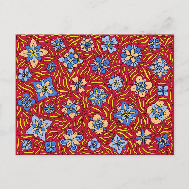 Cartão Postal Vermelhos de Flores de Verão (Frente)