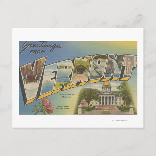 Cartão Postal Vermont (Capital Estatal/Flor) - (Frente)