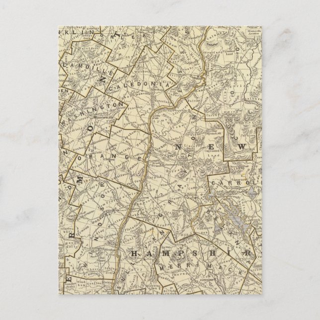 Cartão Postal Vermont, New Hampshire (Frente)