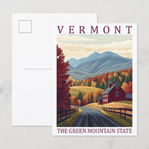Cartão Postal Vermont the Green Mounains State USA Viagem Place