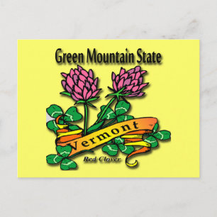Cartão Postal Vermont The Green Mountain State Red Clover