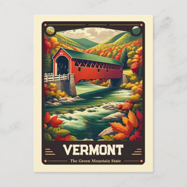 Cartão Postal Vermont | Vintage espirituosa patriótica (Frente)