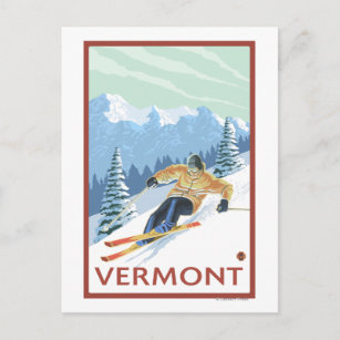 Cartão Postal VermontDownhill Skier Cena