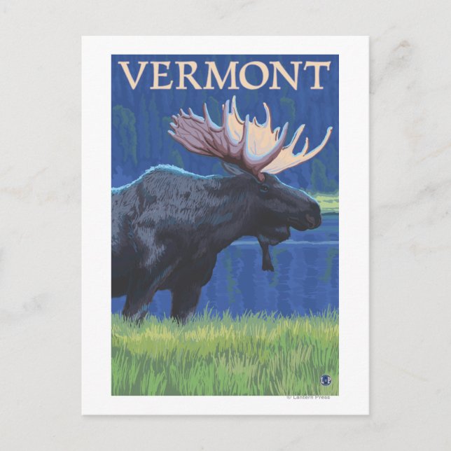 Cartão Postal VermontMoose na Lua (Frente)
