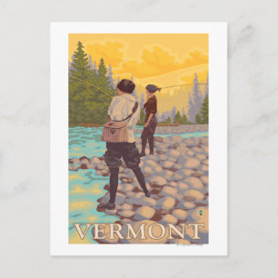 Cartão Postal VermontWomen Voa Cena de Pesca