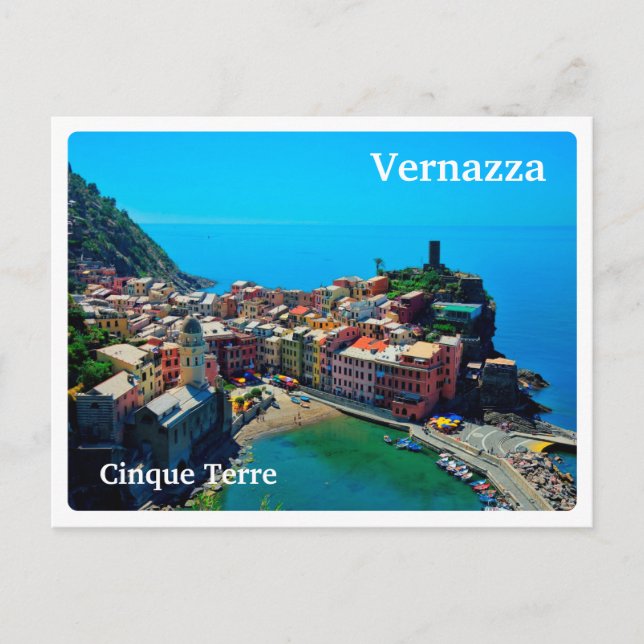 Cartão Postal VERNAZZA - Cinque Terre - Ligúria - PANORAMA - (Frente)