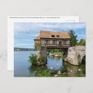 Cartão Postal Vernon Old mill (vieux moulin) - Normandy, França