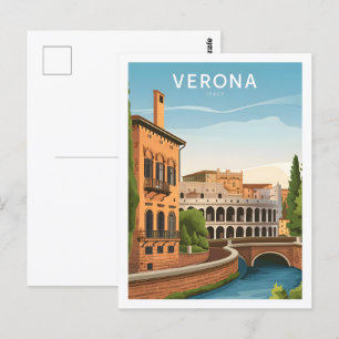 Cartão Postal Verona Itália Local de Viagem Famoso