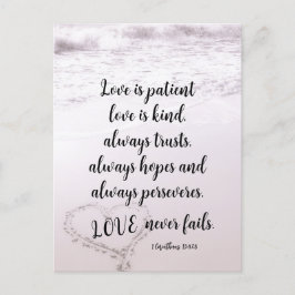 Cartão Postal Versículo da Bíblia Amor é Paciente Casamento na P