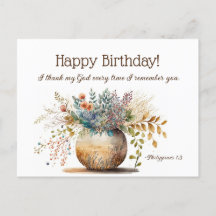 Versículo da Bíblia Cristã de Aniversário Floral E