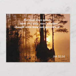 Cartão Postal Versículo da Bíblia Jó 33:14 Deus Fala