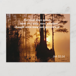 Cartão Postal Versículo da Bíblia Jó 33:14 Deus Fala