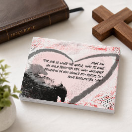 Cartão Postal Versículo da Bíblia João 3:16 Coração Grunge