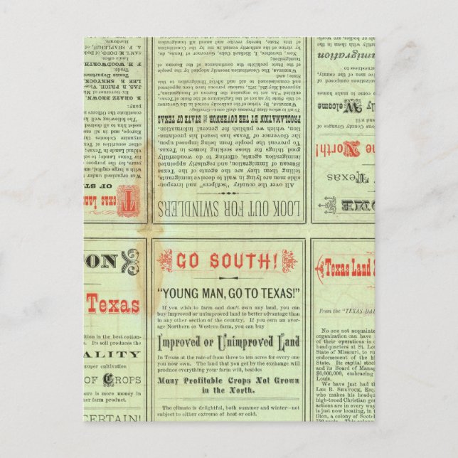 Cartão Postal Verso Estado do Texas (Frente)