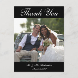 Cartão Postal Vert. B&W Foto personalizada de casamento Obrigado