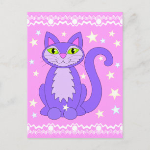 Cartão Postal Vertical de Arte Estrelas de Gato de