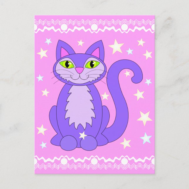 Cartão Postal Vertical de Arte Estrelas de Gato de (Frente)