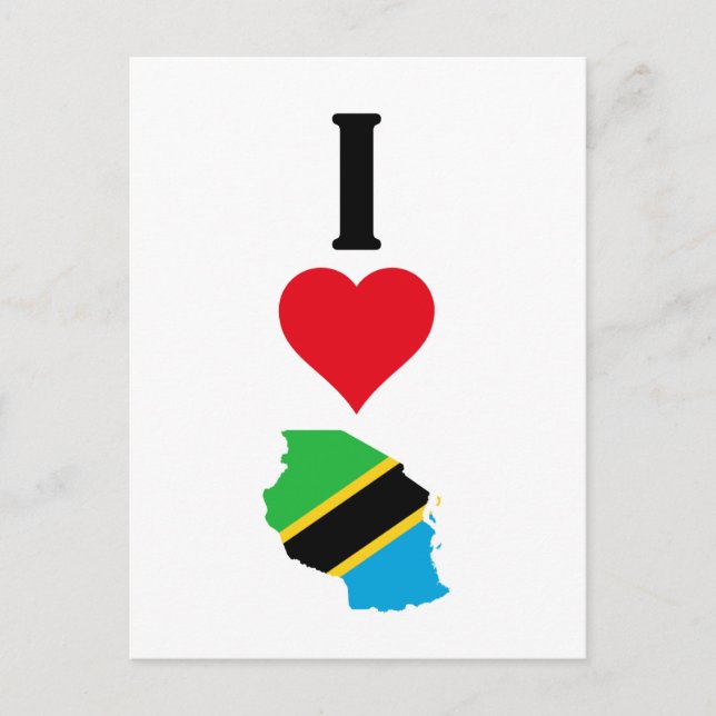 Cartão Postal Vertical I Love Tanzania / I Heart Tanzania (Frente)