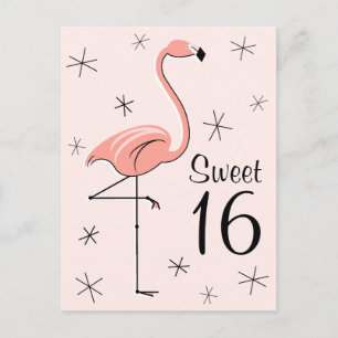 Cartão postal vertical "Sweet 16", cor-de-rosa Fla