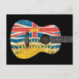 Cartão Postal Vestida British Columbia Flag Guitarra acústica,