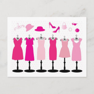 Cartão Postal vestido-163552 PINKS vestidos de chapéu