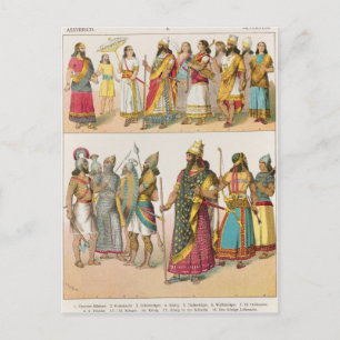 Cartão Postal Vestido Assírio, de Trachten der Voelker, 1864