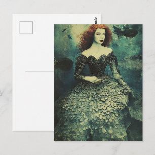 Cartão Postal Vestido de Escama de Peixe Moda Mulher