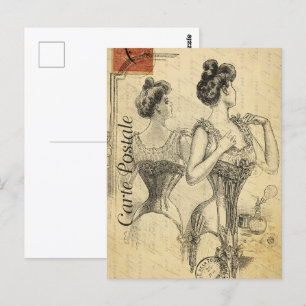 Cartão Postal Vestido de mulher vitoriana em Corset