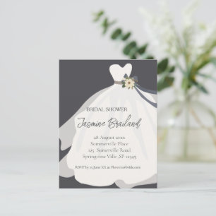 Cartão Postal Vestido de Noiva Floral Simples Chuveiro Nupcial