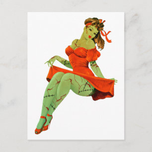 Cartão Postal Vestido e Sapatos de Zumbi Retrô de Halloween