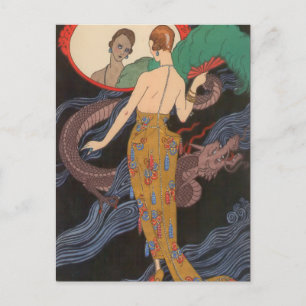 Cartão Postal Vestido Noturno Dogaresse de George Barbier