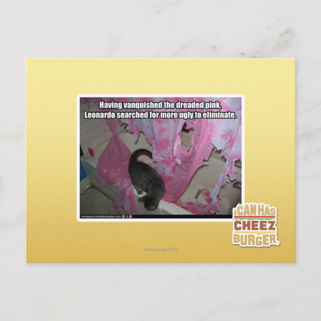 Cartão Postal Vestido o pavoroso rosa (Frente)