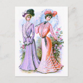 Cartão Postal Vestidos de moda dos anos 1900