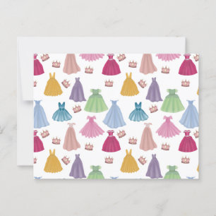 Cartão Postal Vestidos de Princesa Conto de Fadas Padrão Menina 
