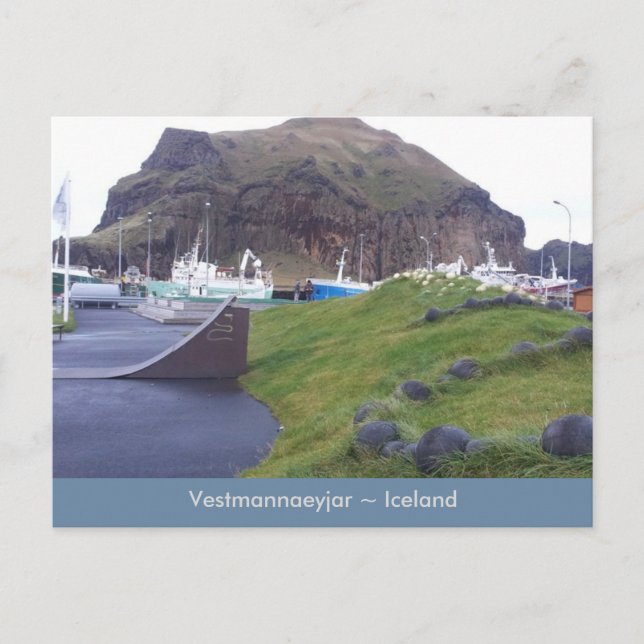 Cartão Postal Vestmannaeyjar, cartão-postal da Islândia (Frente)